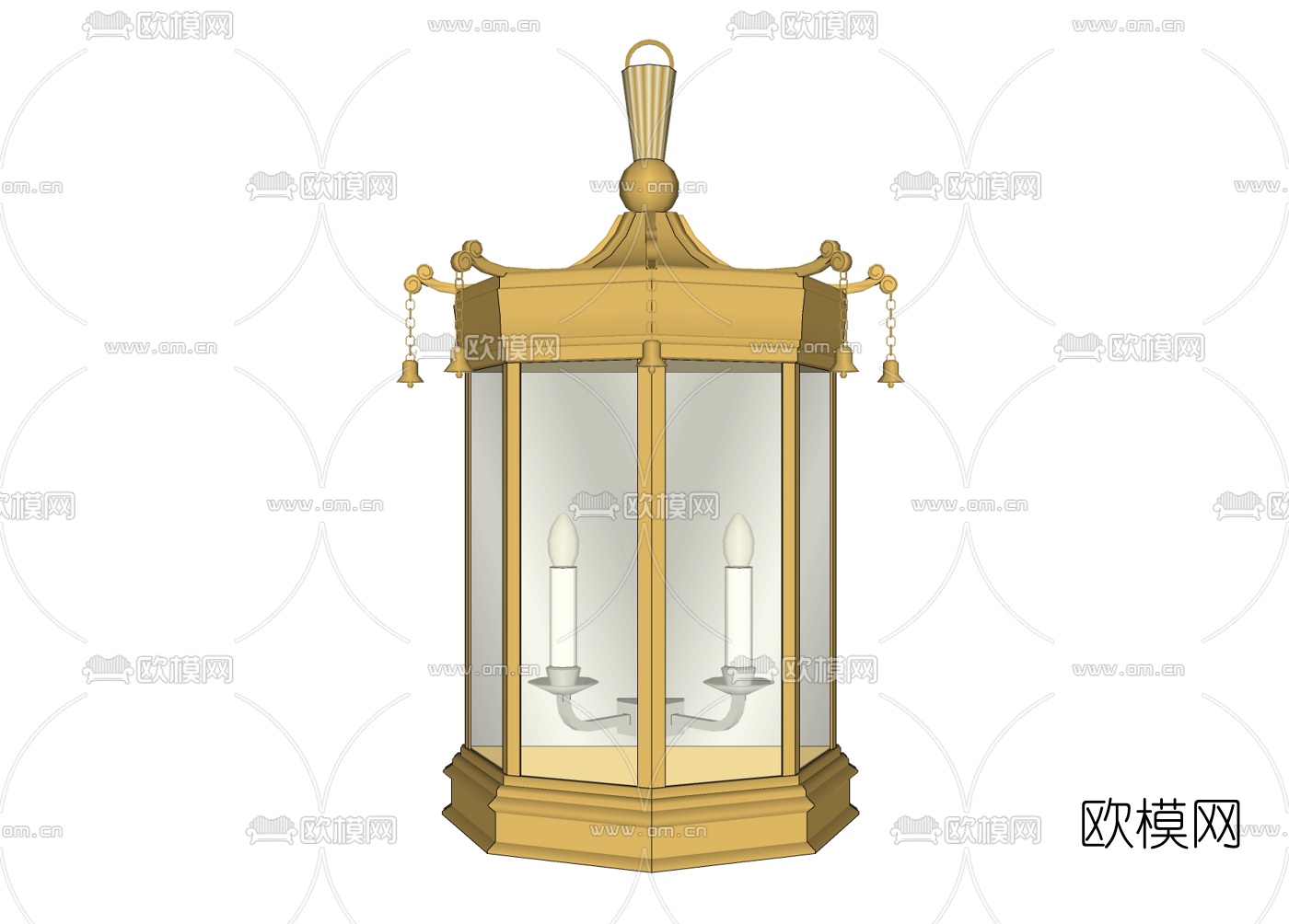 新中式烛台灯免费su模型下载