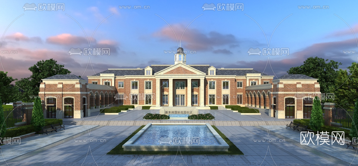 欧式花园社区建筑外观3d模型