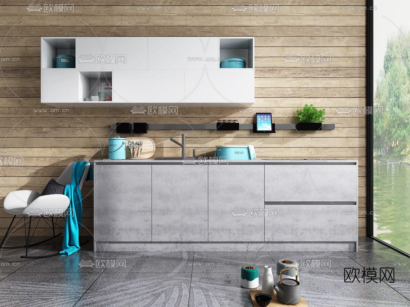北欧简约橱柜3d模型下载（渲染图2）