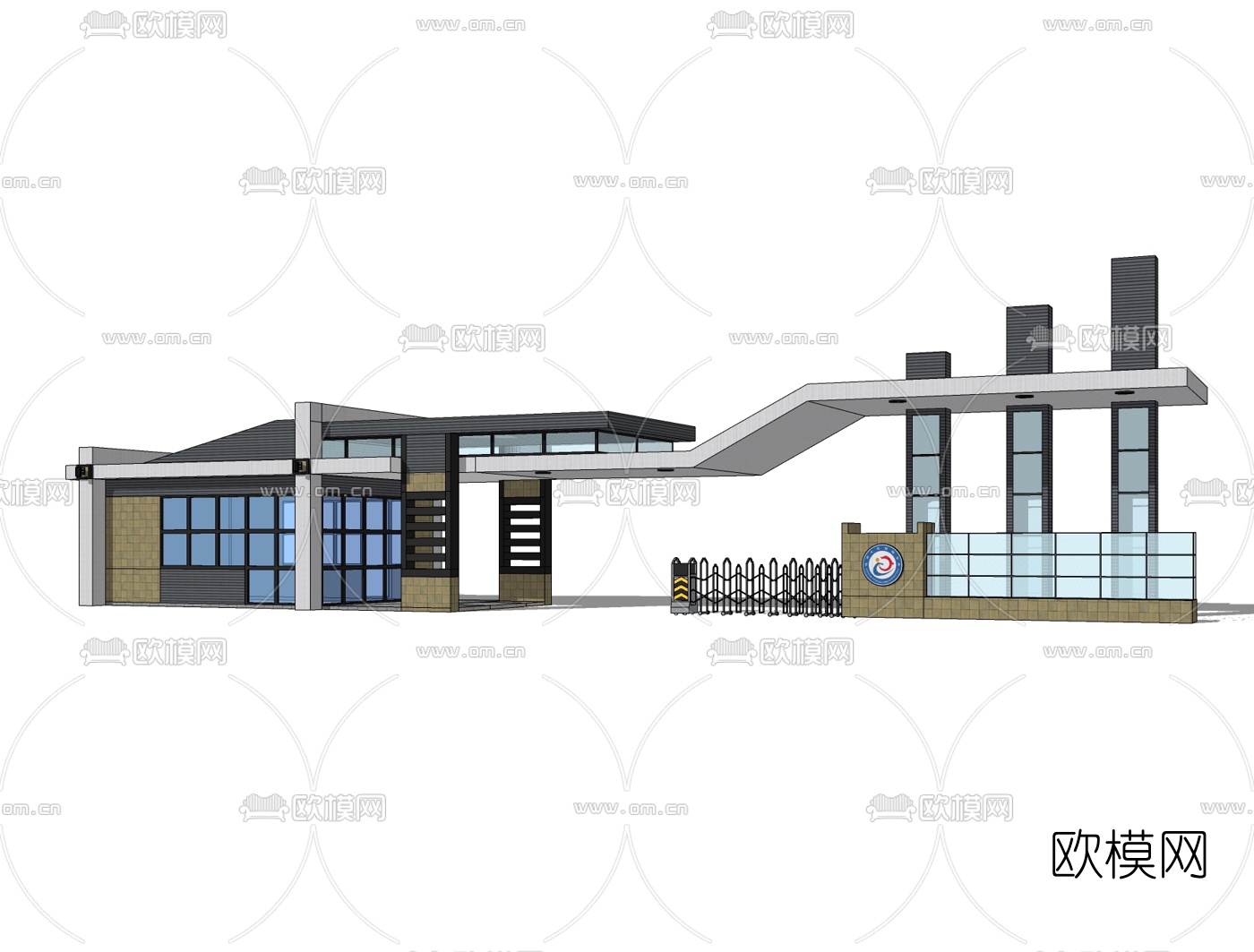 现代小区门头免费su模型下载