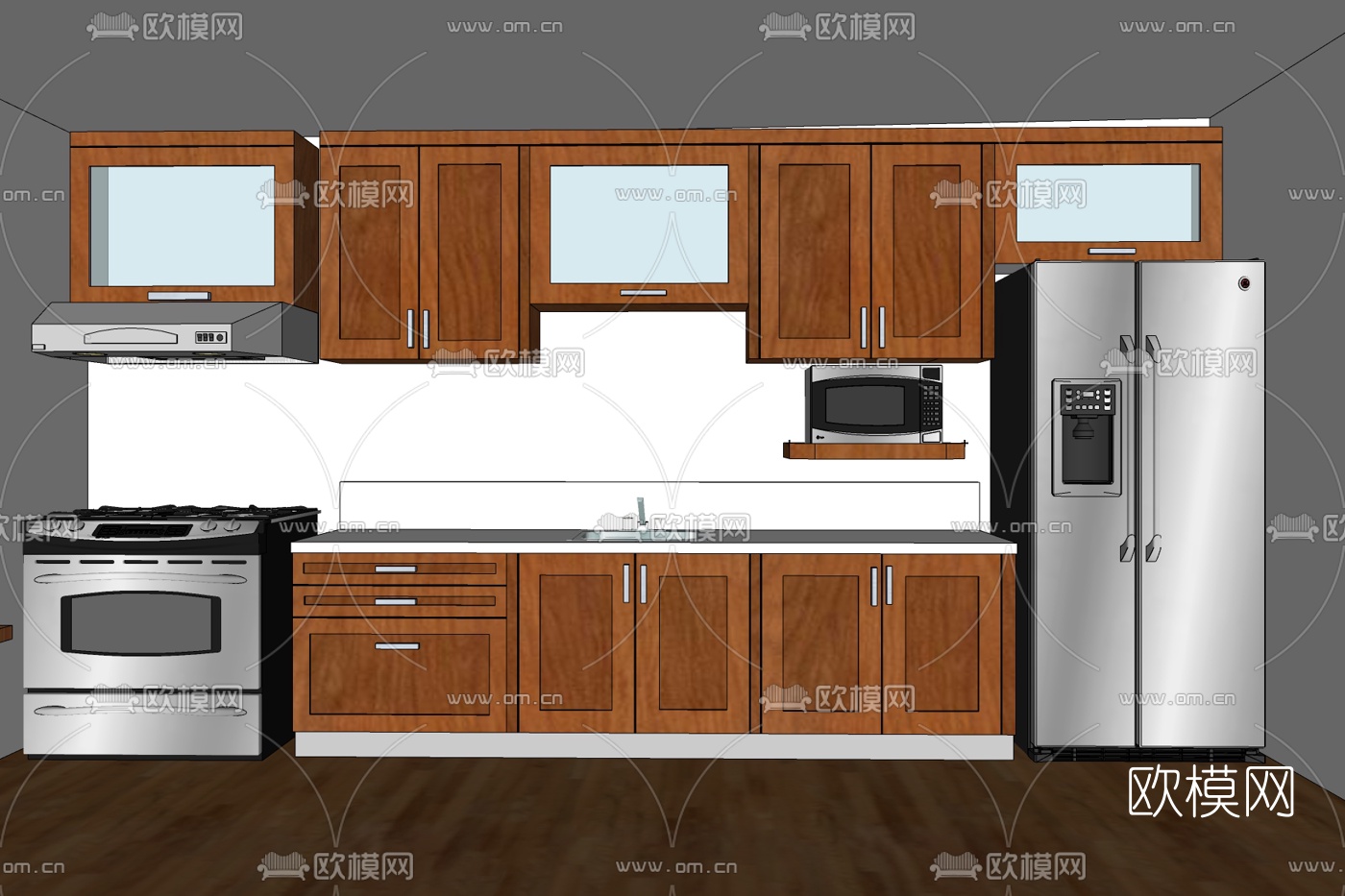 美式厨房免费su模型下载