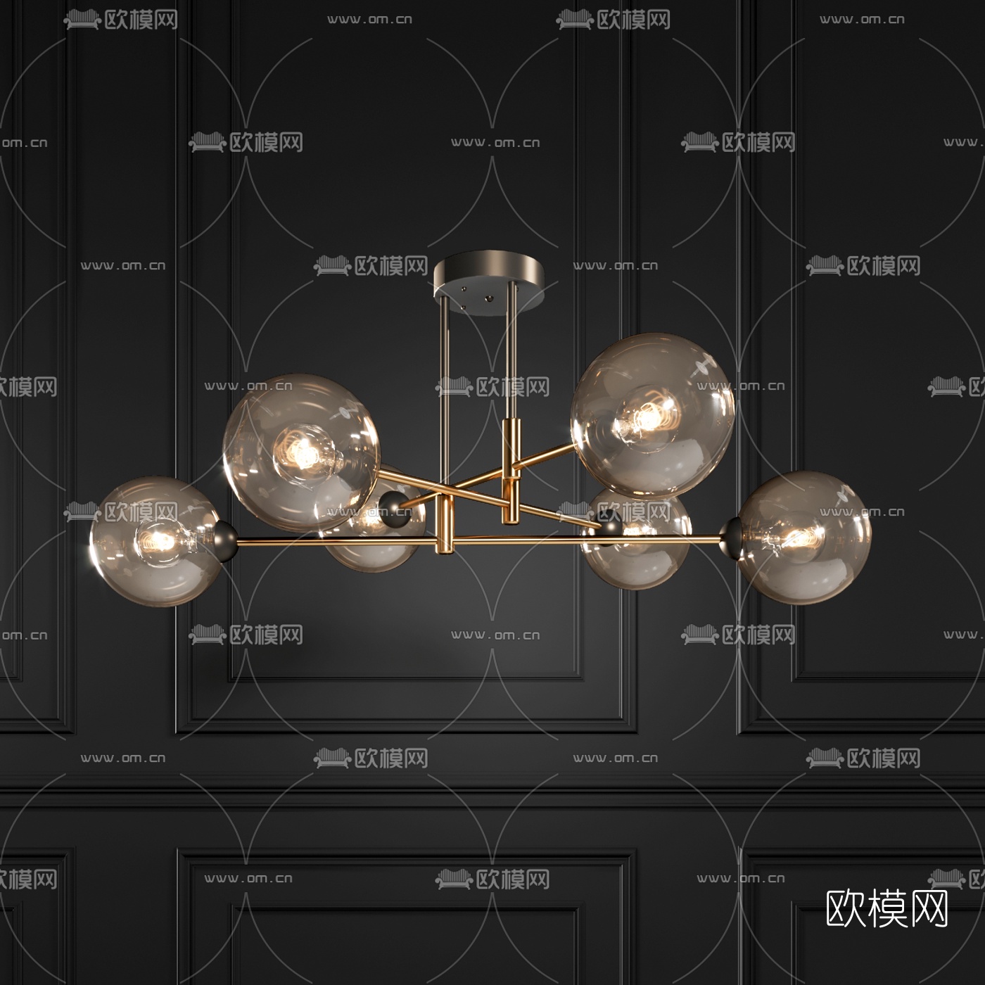 现代金属玻璃吊灯3d模型