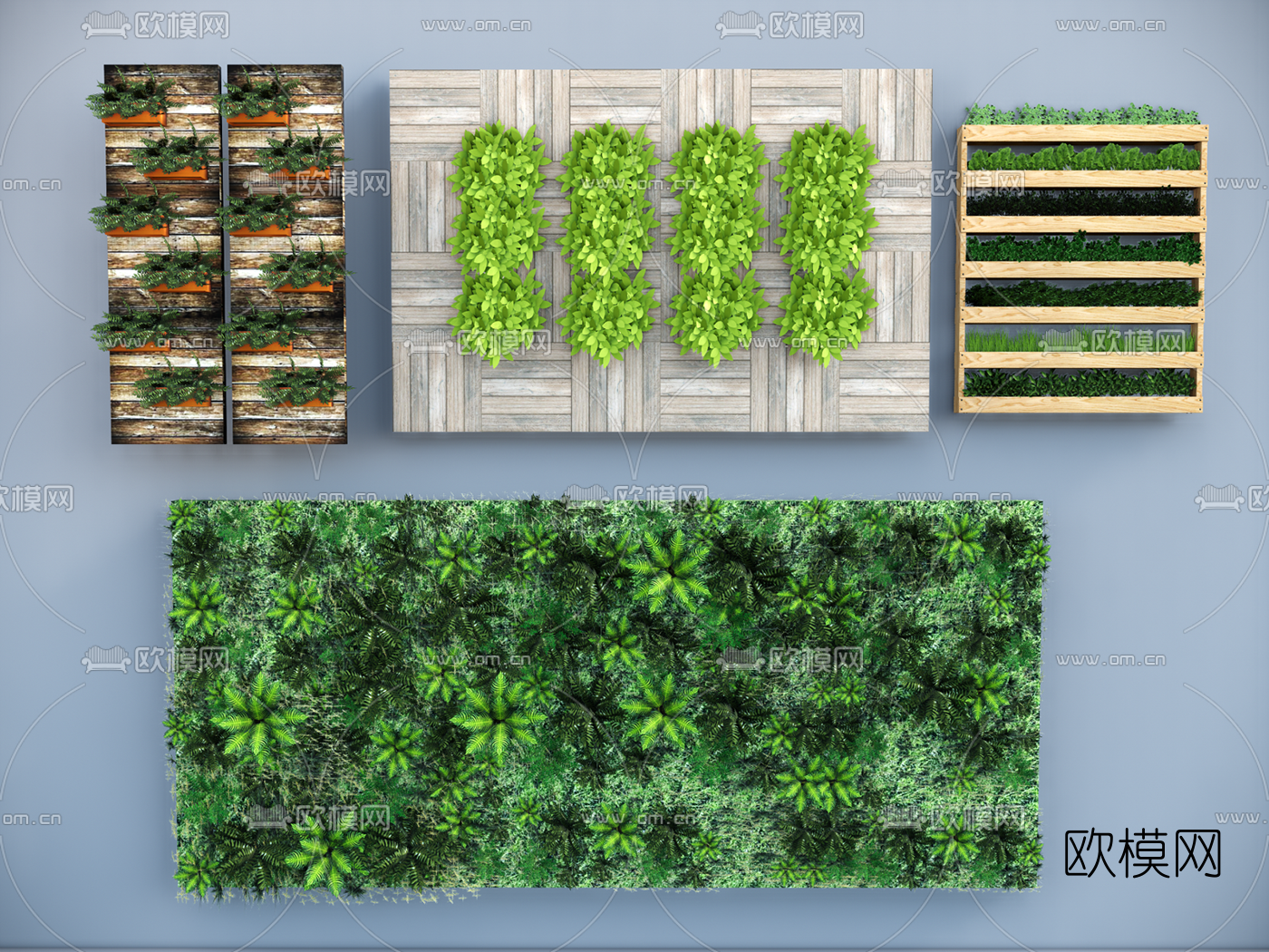 自然风植物背景墙su模型下载（渲染图1）