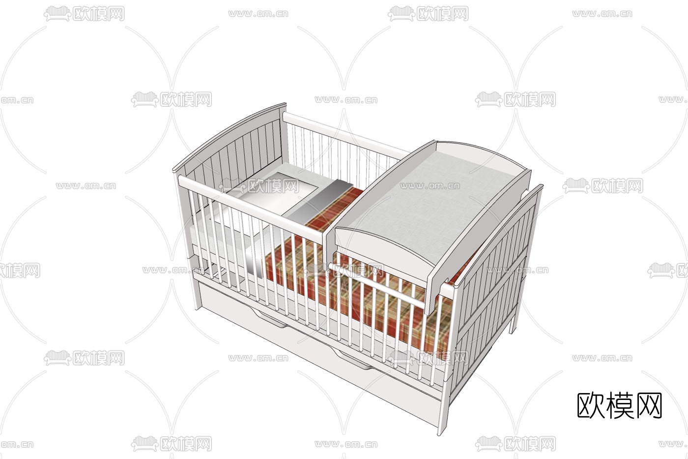 简欧儿童床免费su模型下载