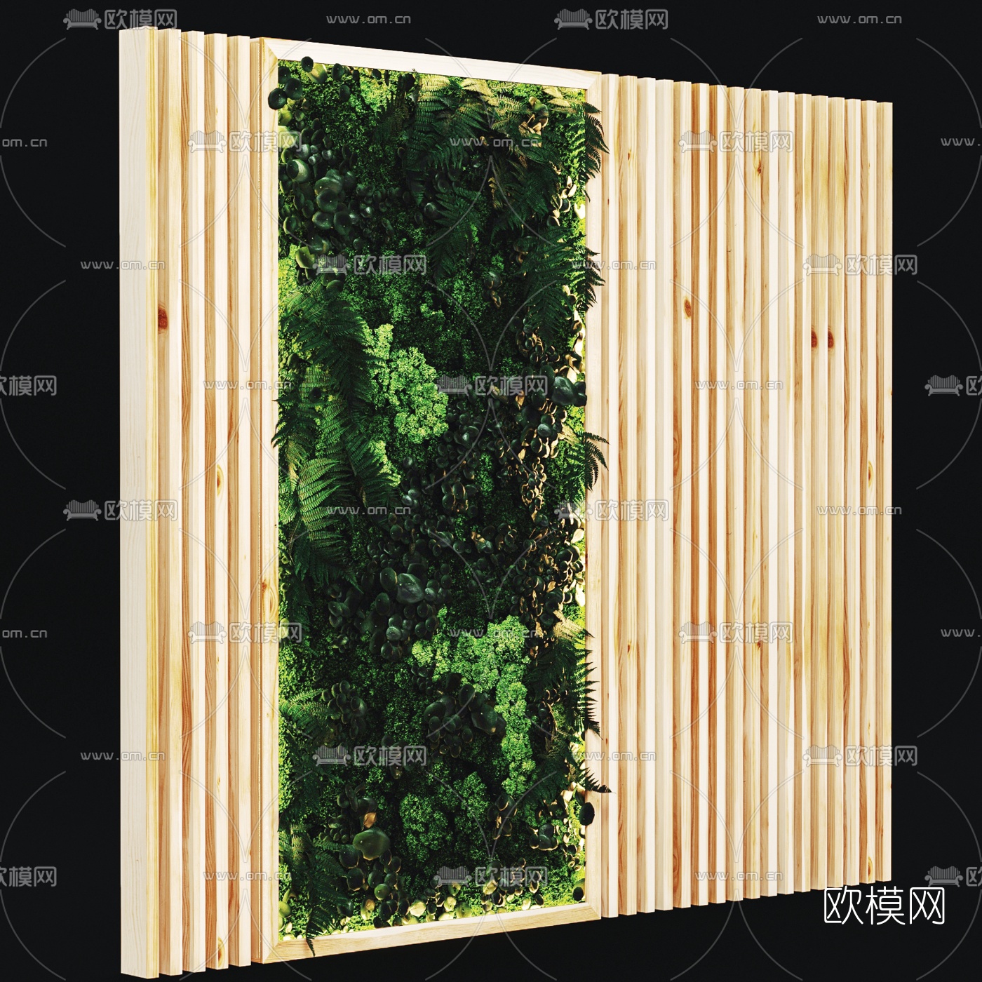 现代蕨类苔藓植物墙3d模型