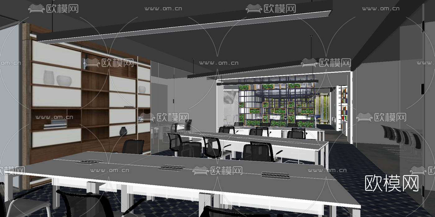 现代书吧阅览室su模型下载（渲染图4）