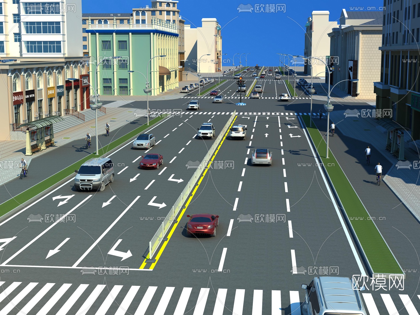 现代城市公路办公楼外观3d模型
