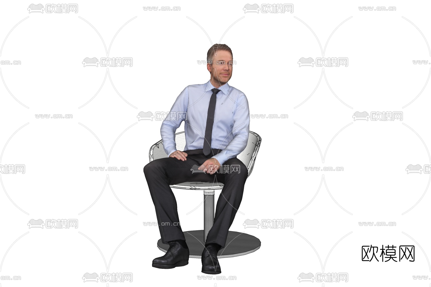 现代坐姿男人免费su模型
