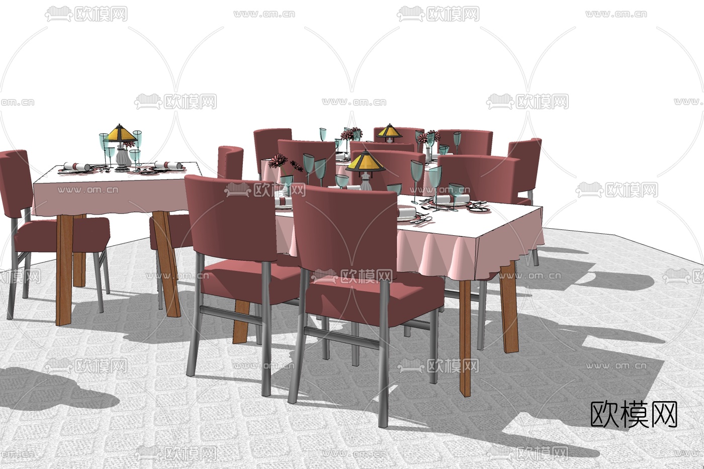 现代西餐厅免费su模型下载