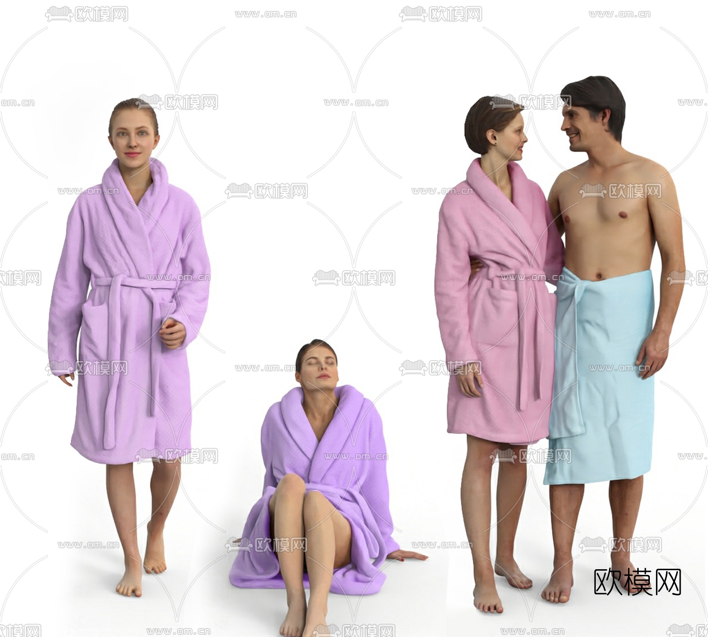 现代水疗桑拿人物3d模型下载（渲染图3）