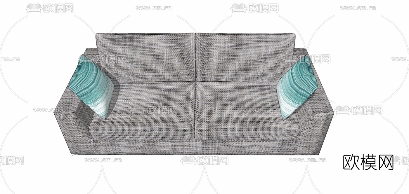 现代布艺双人沙发免费su模型下载