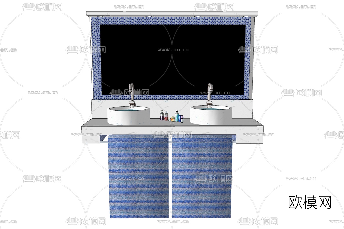 现代洗手台盆免费su模型下载