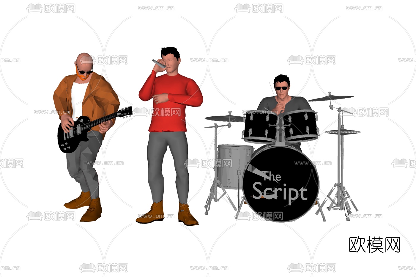 现代乐队组合免费su模型下载