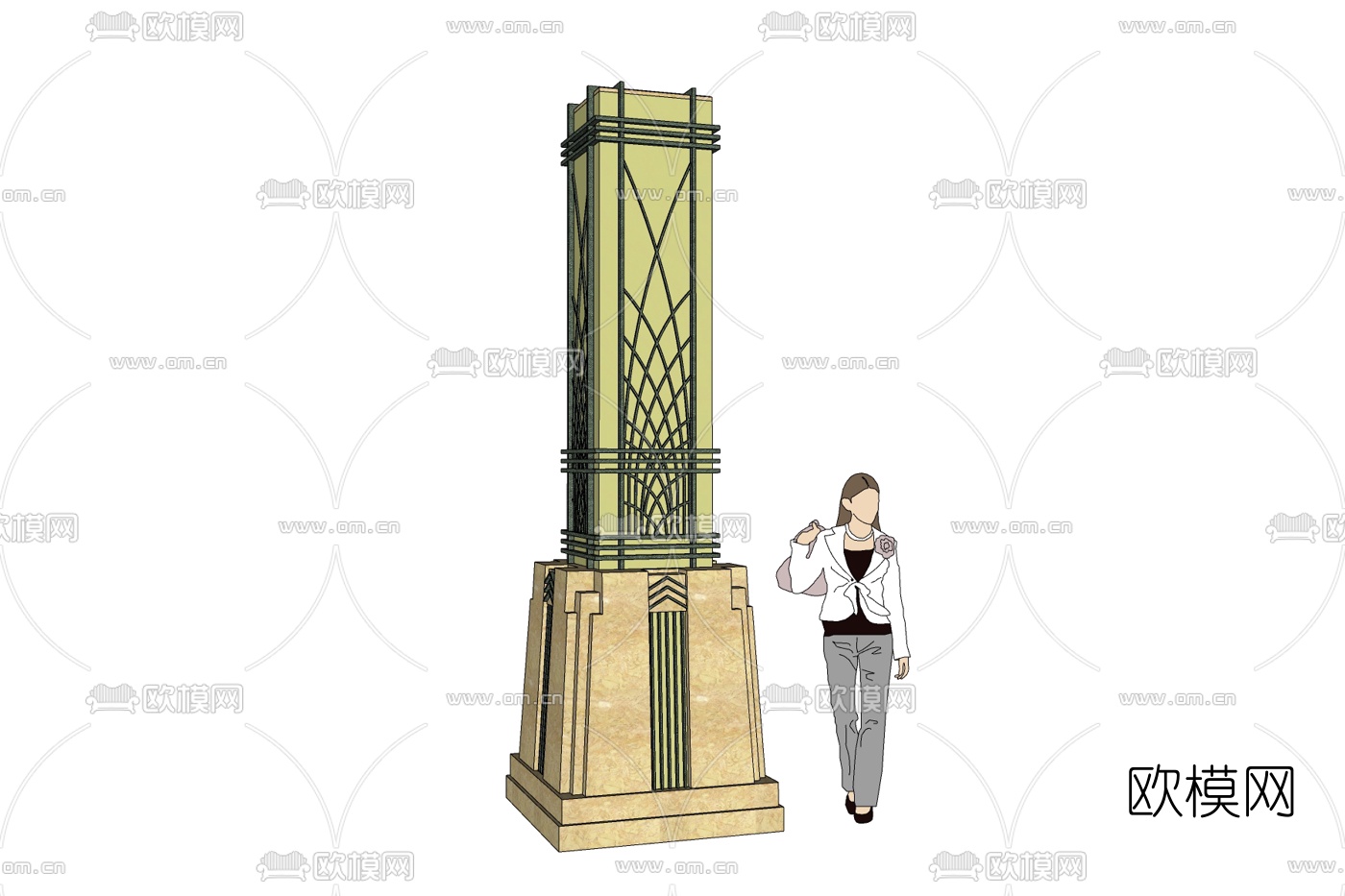 新古典户外景观灯免费su模型下载