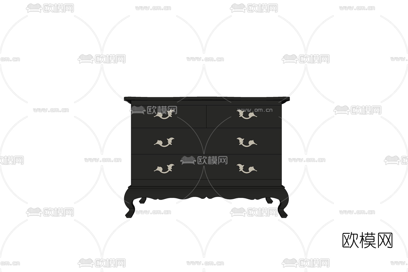 欧式实木边柜免费su模型下载