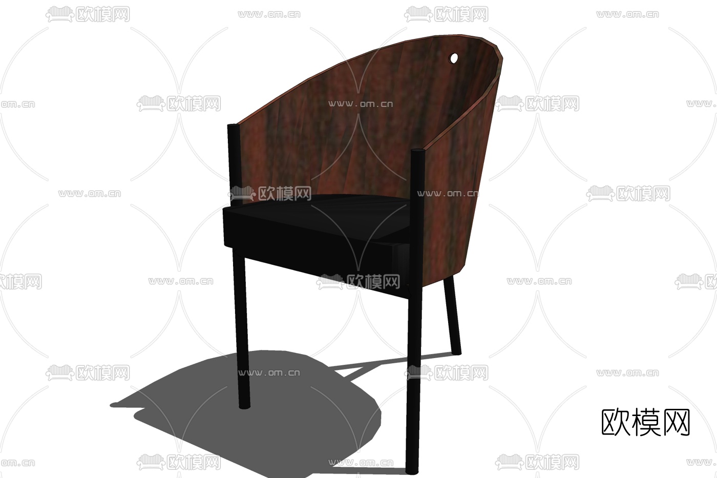 现代实木单椅免费su模型下载