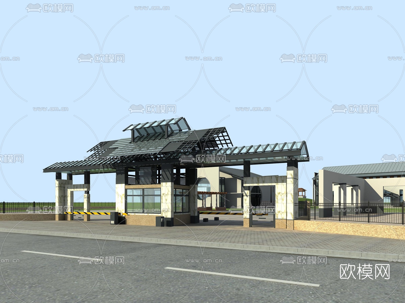 新中式会所鸟瞰3d模型下载（渲染图3）