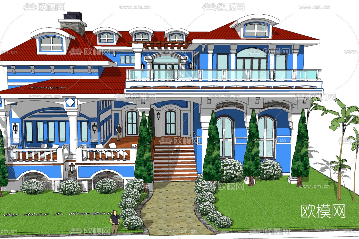 地中海独栋别墅免费su模型下载