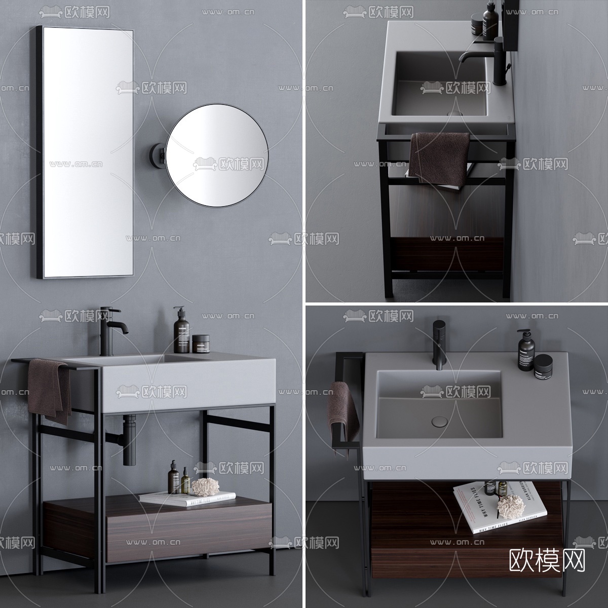 现代简易洗手台3d模型