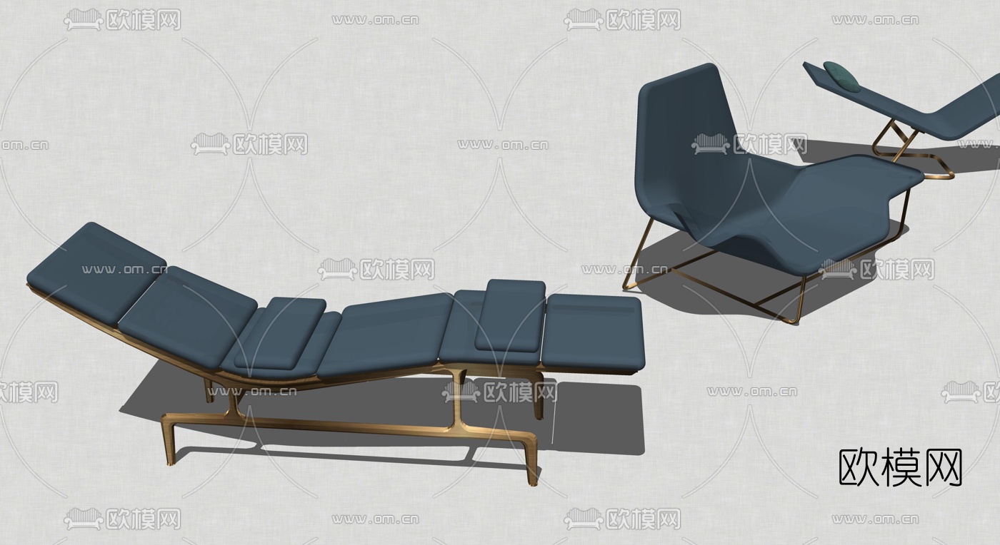 现代异形躺椅组合su模型下载（渲染图2）