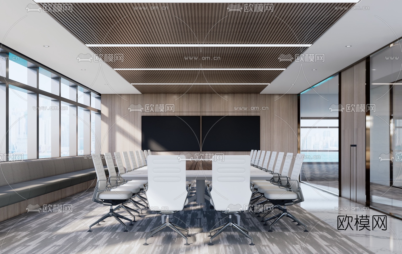 现代会议室su模型