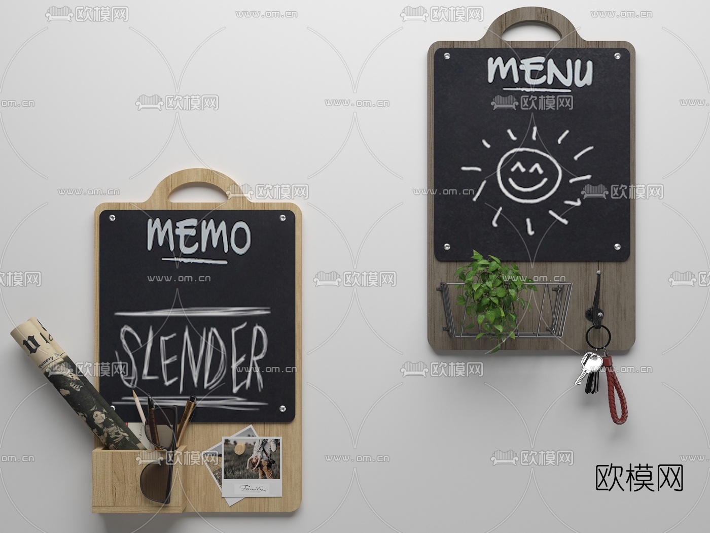 北欧原木记事黑挂板3d模型下载