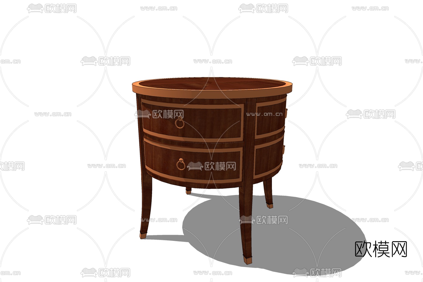 欧式实木床头柜免费su模型下载