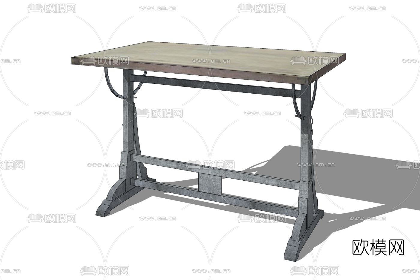 简欧实木书桌免费su模型下载