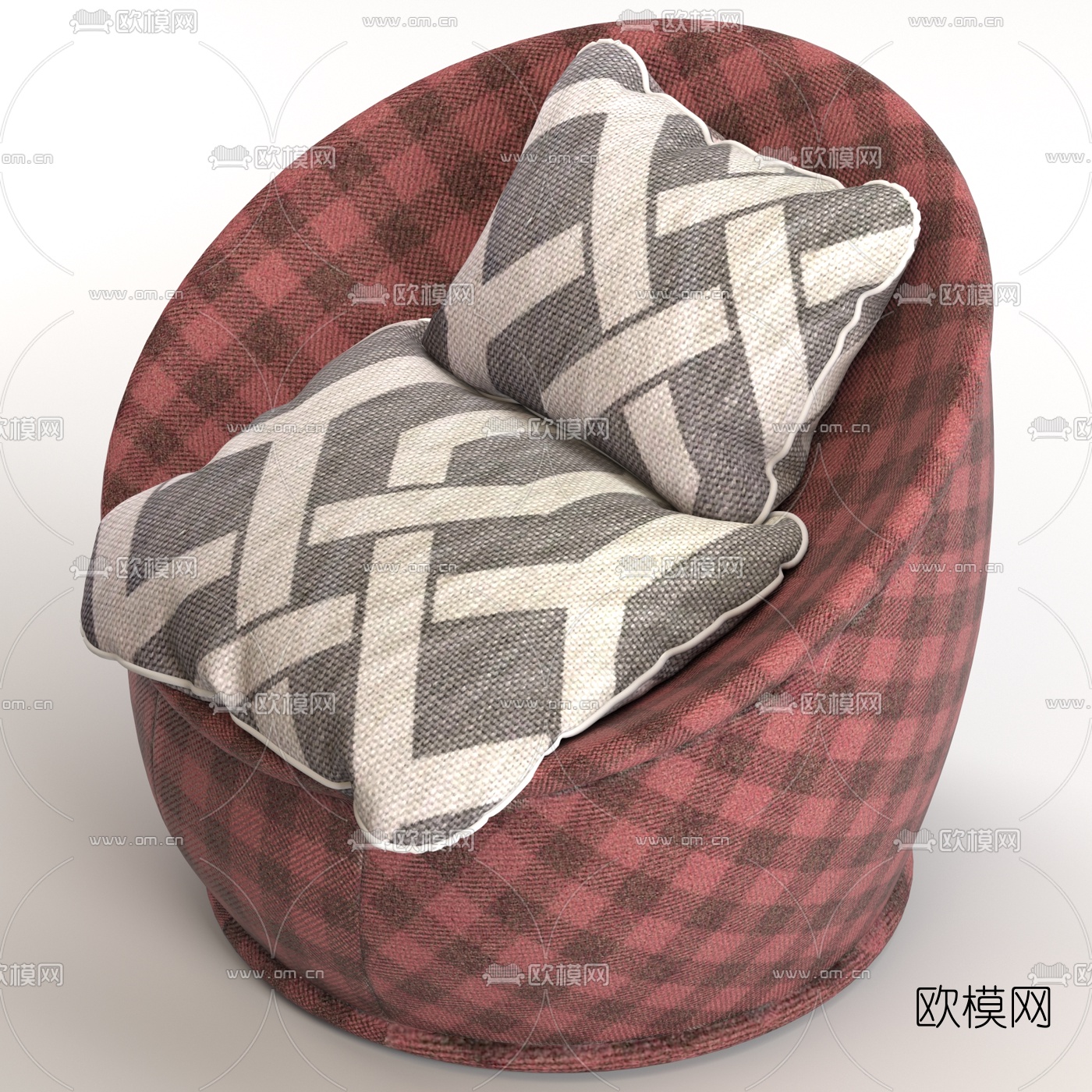 现代布艺休闲沙发免费3d模型下载（渲染图2）