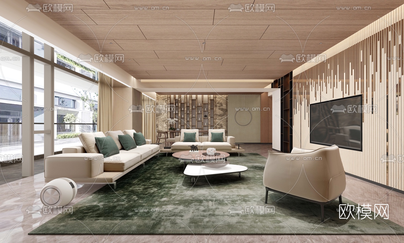 现代混搭客厅餐厅3d模型