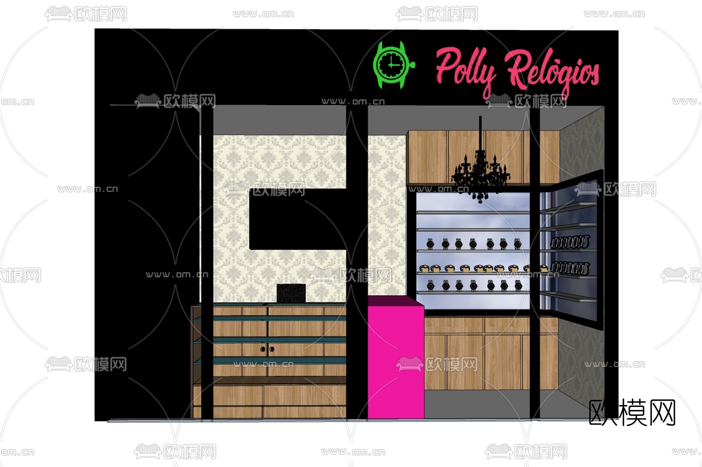 现代钟表店免费su模型下载