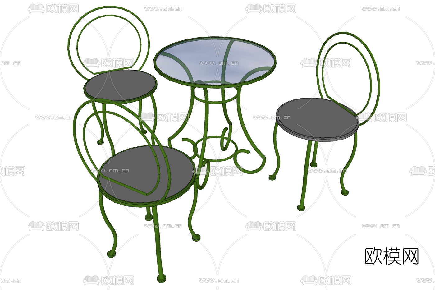 欧式金属休闲桌椅免费su模型下载