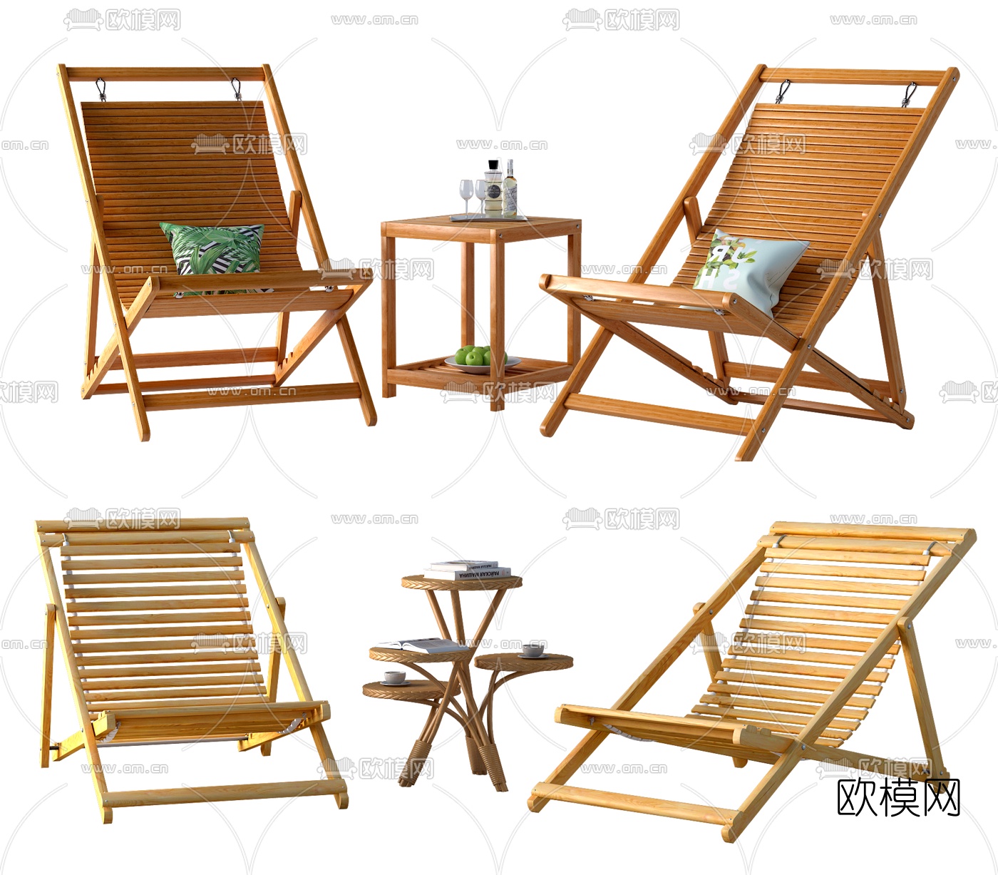 自然风户外躺椅3d模型下载（渲染图1）