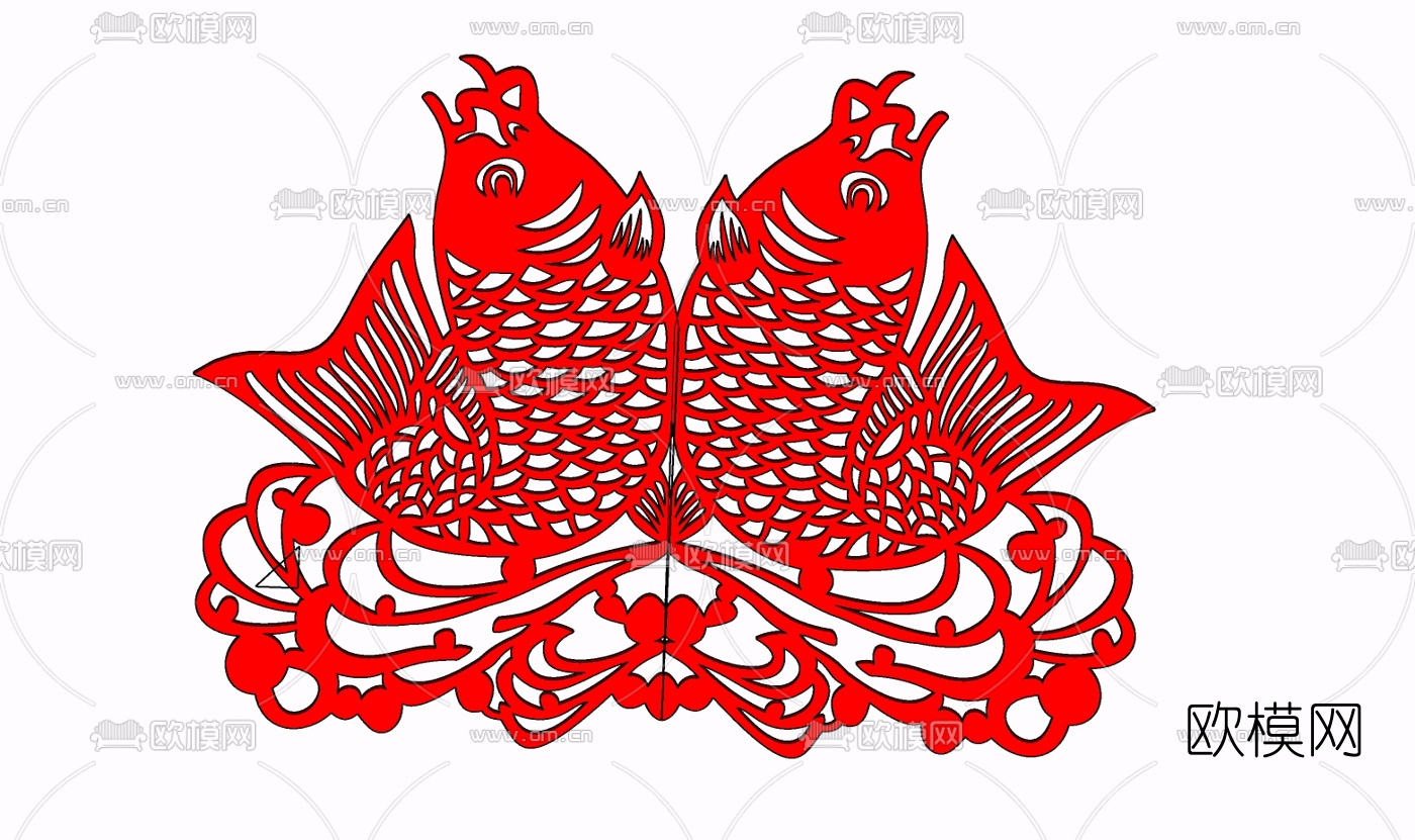 中式窗花剪纸免费su模型下载