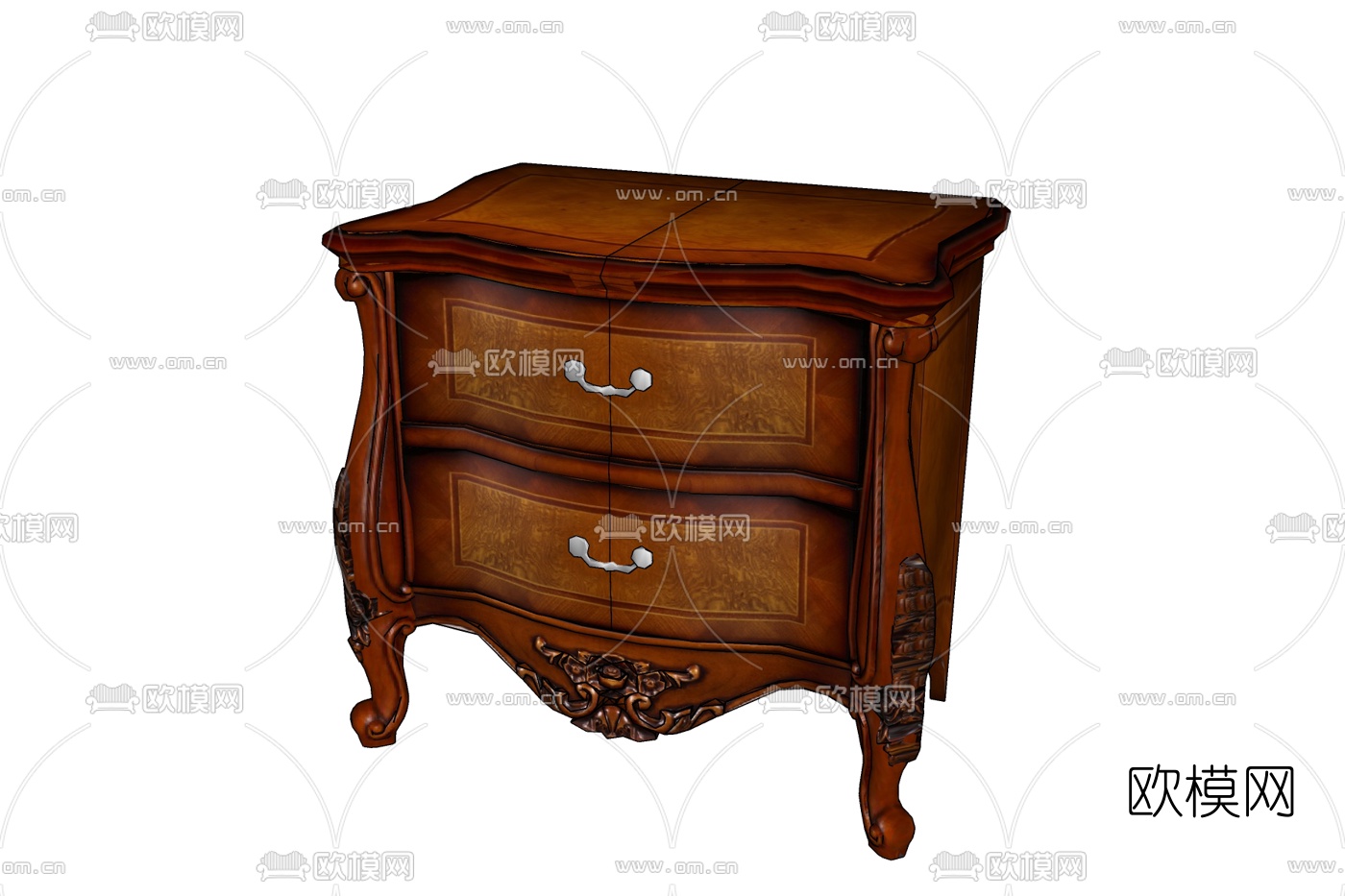 欧式实木床头柜免费su模型下载