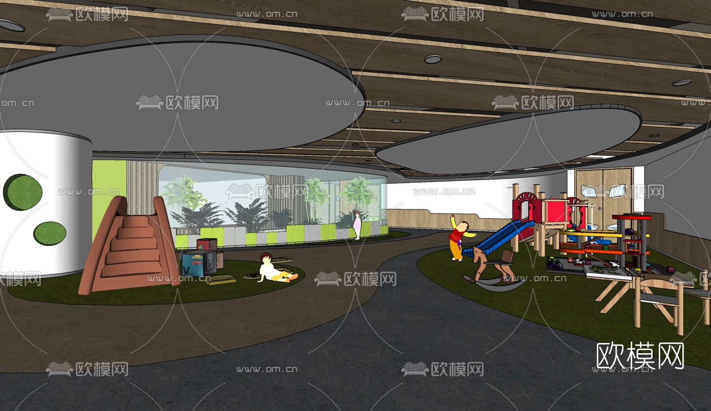 现代早教儿童培训中心su模型下载（渲染图5）