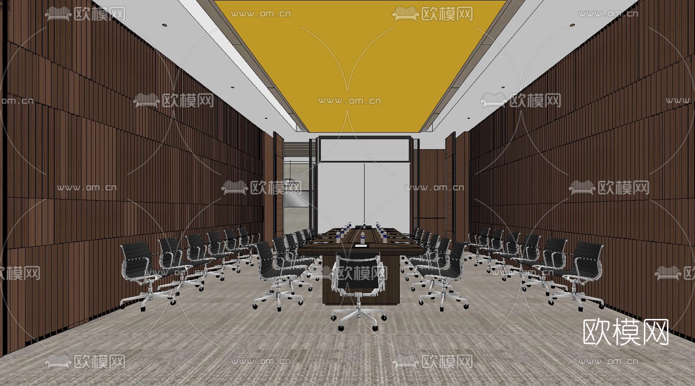 新中式办公前台su模型下载（渲染图4）