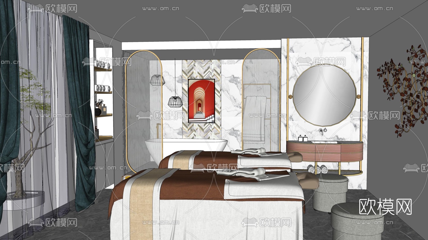 现代轻奢美容SPA会所su模型下载