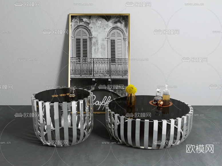 现代金属茶几免费3d模型下载
