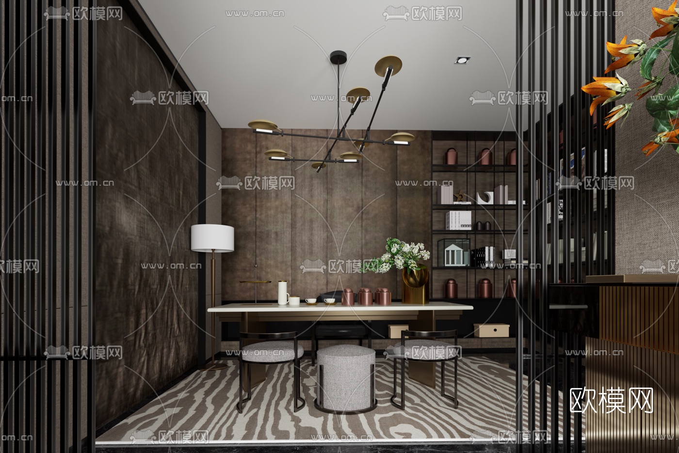 LSD葛亚曦设计 现代轻奢茶室3d模型下载（渲染图1）