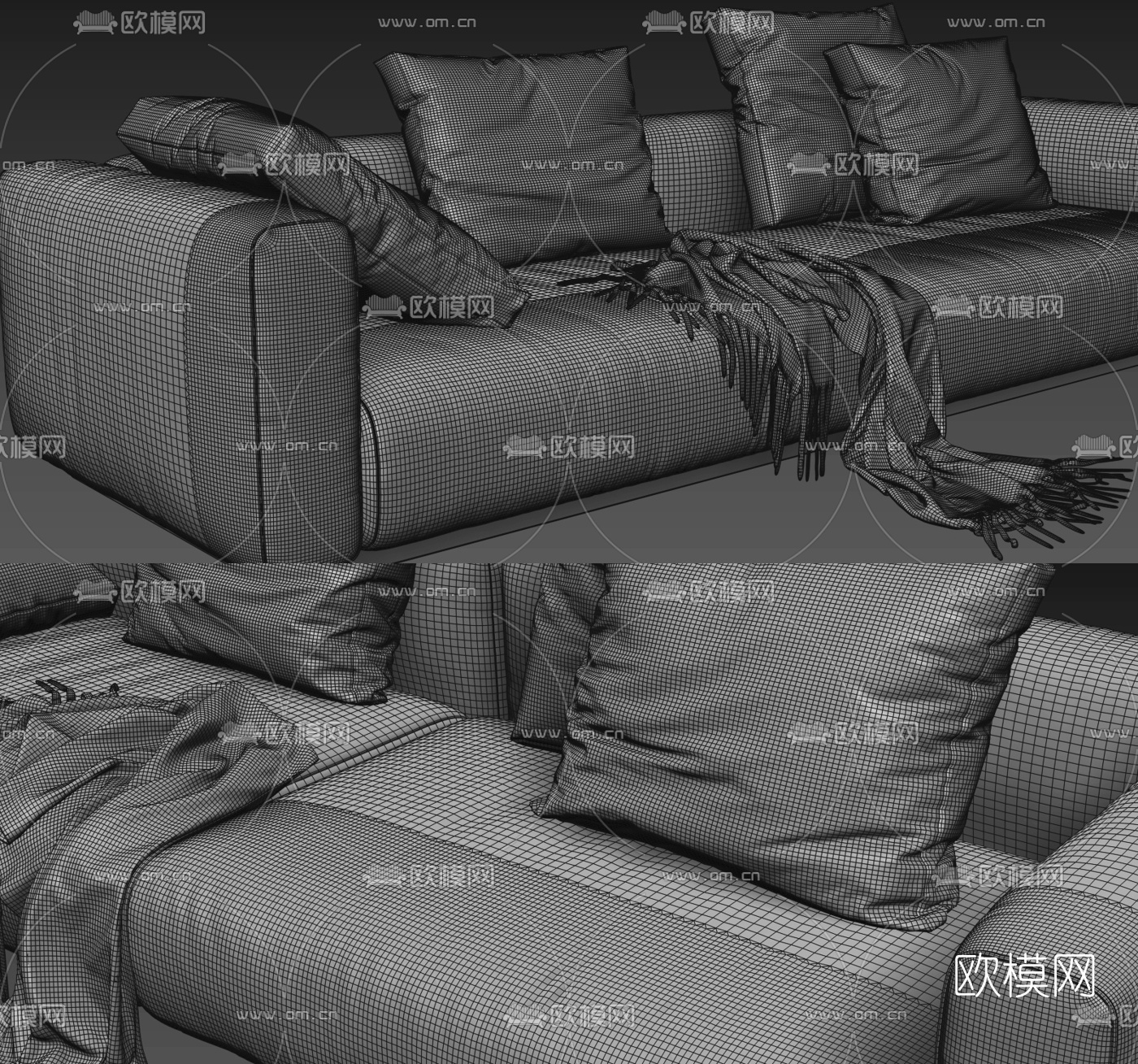 Flexform Lario Sofa现代布艺多人沙发3d模型