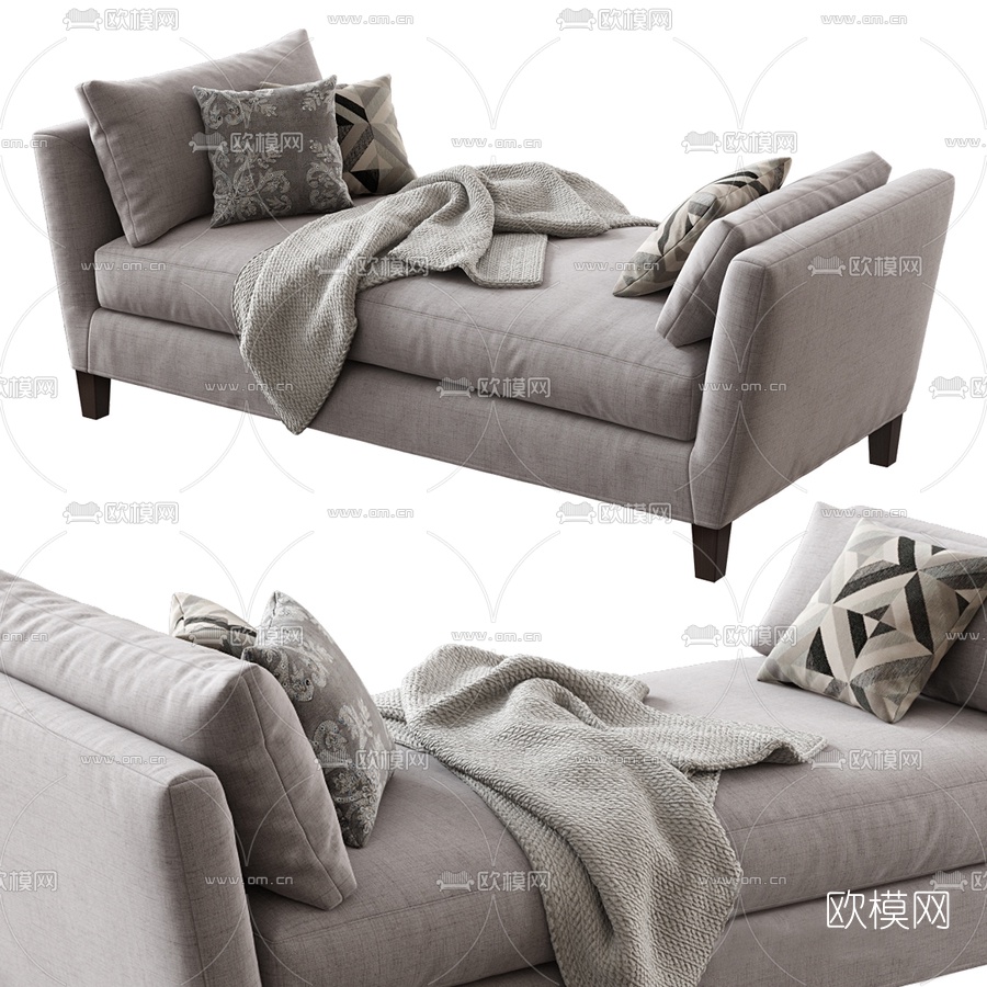 现代布艺床尾凳3d模型下载（渲染图1）