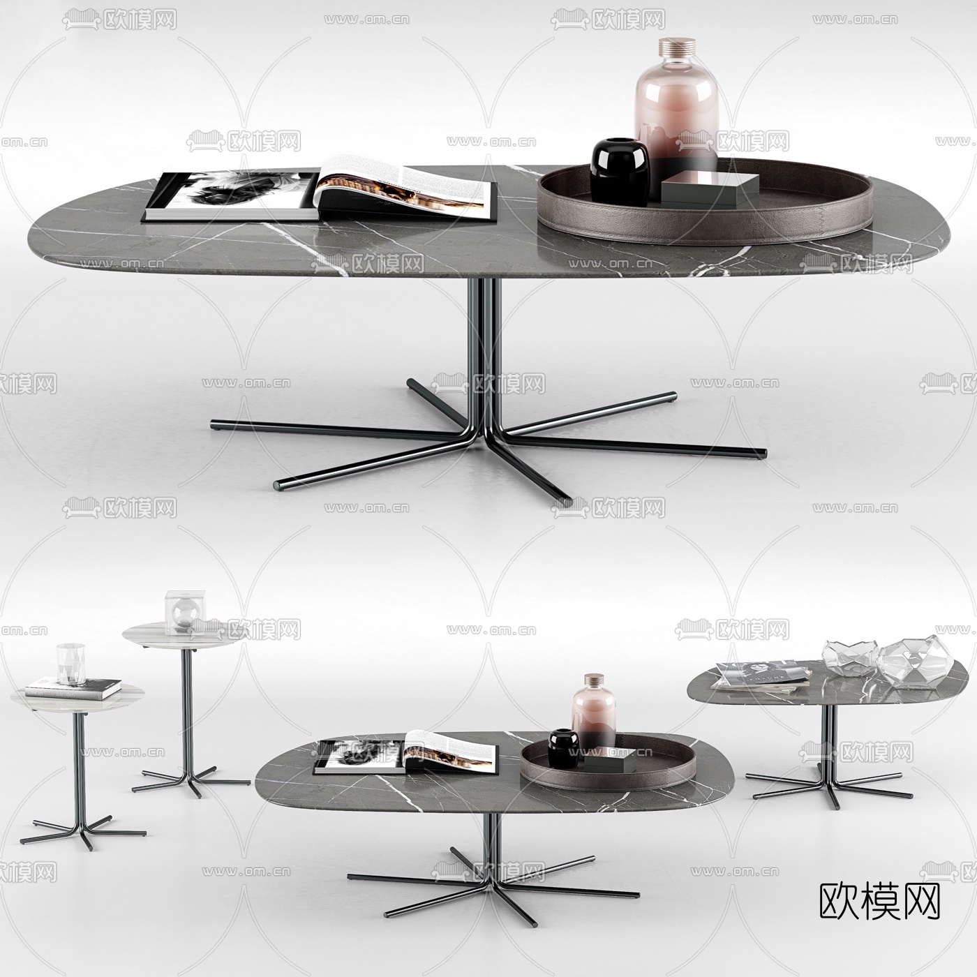 现代大理石茶几3d模型