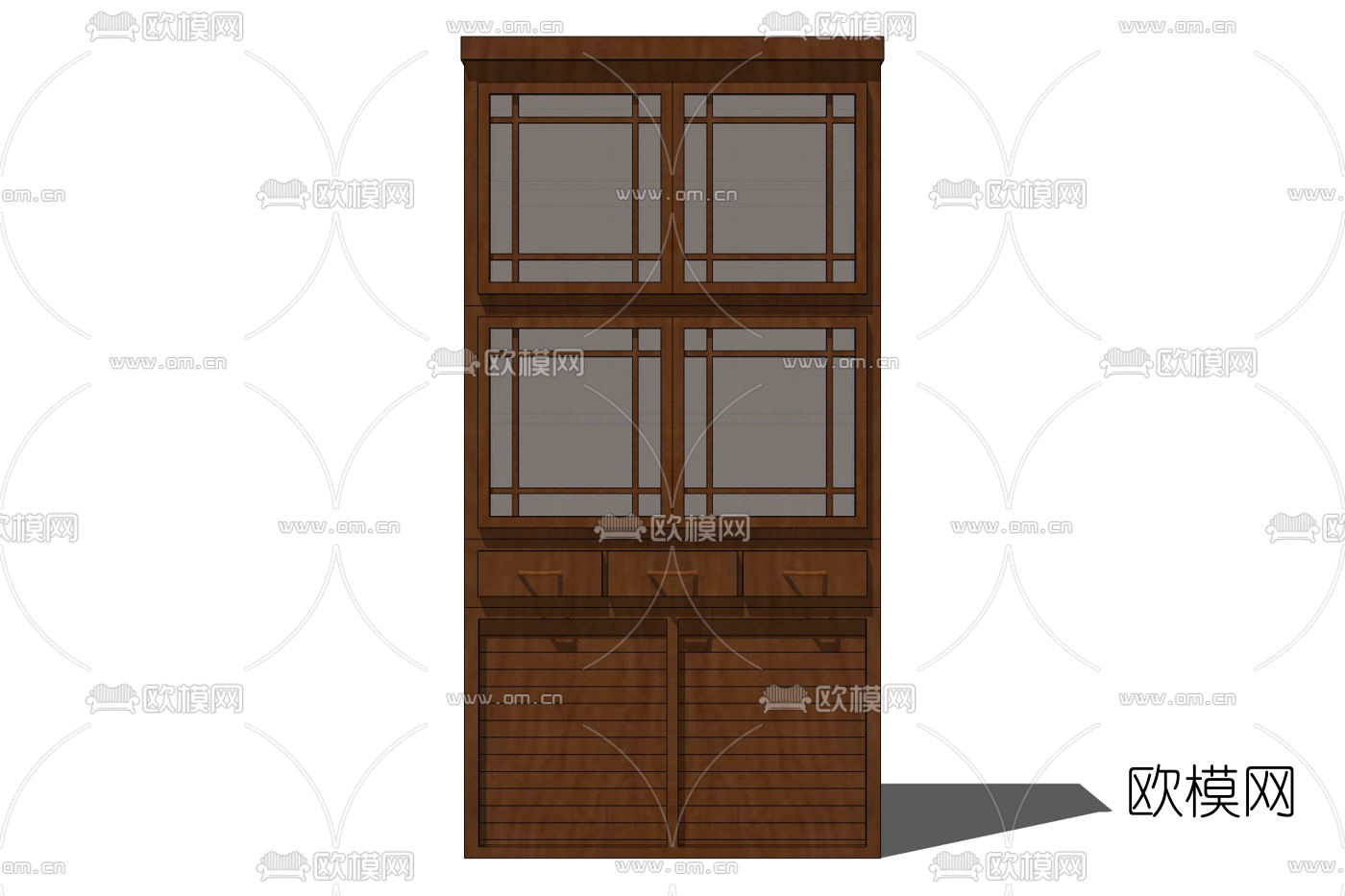 中式实木衣柜免费su模型下载
