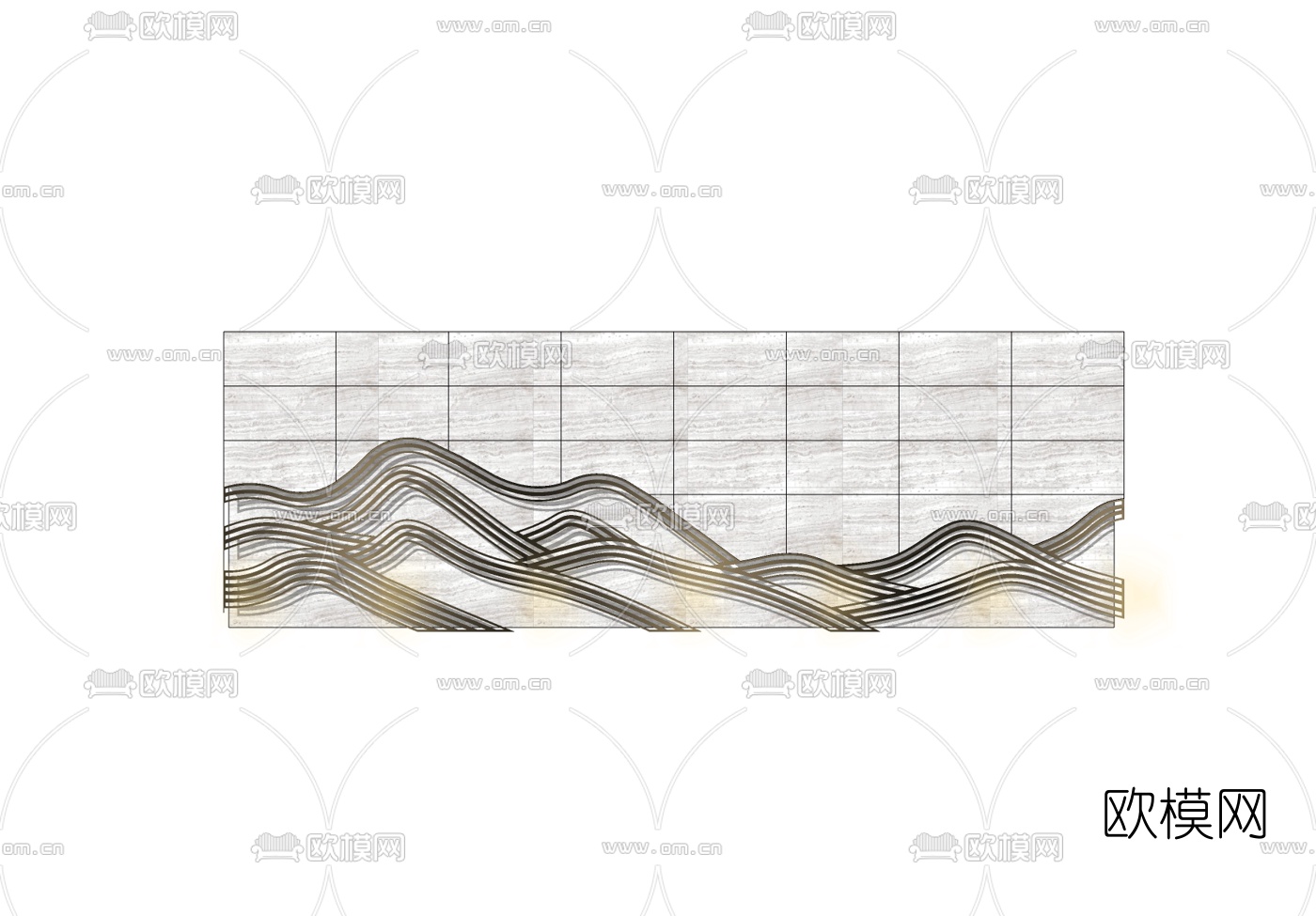 新中式景观墙免费su模型下载