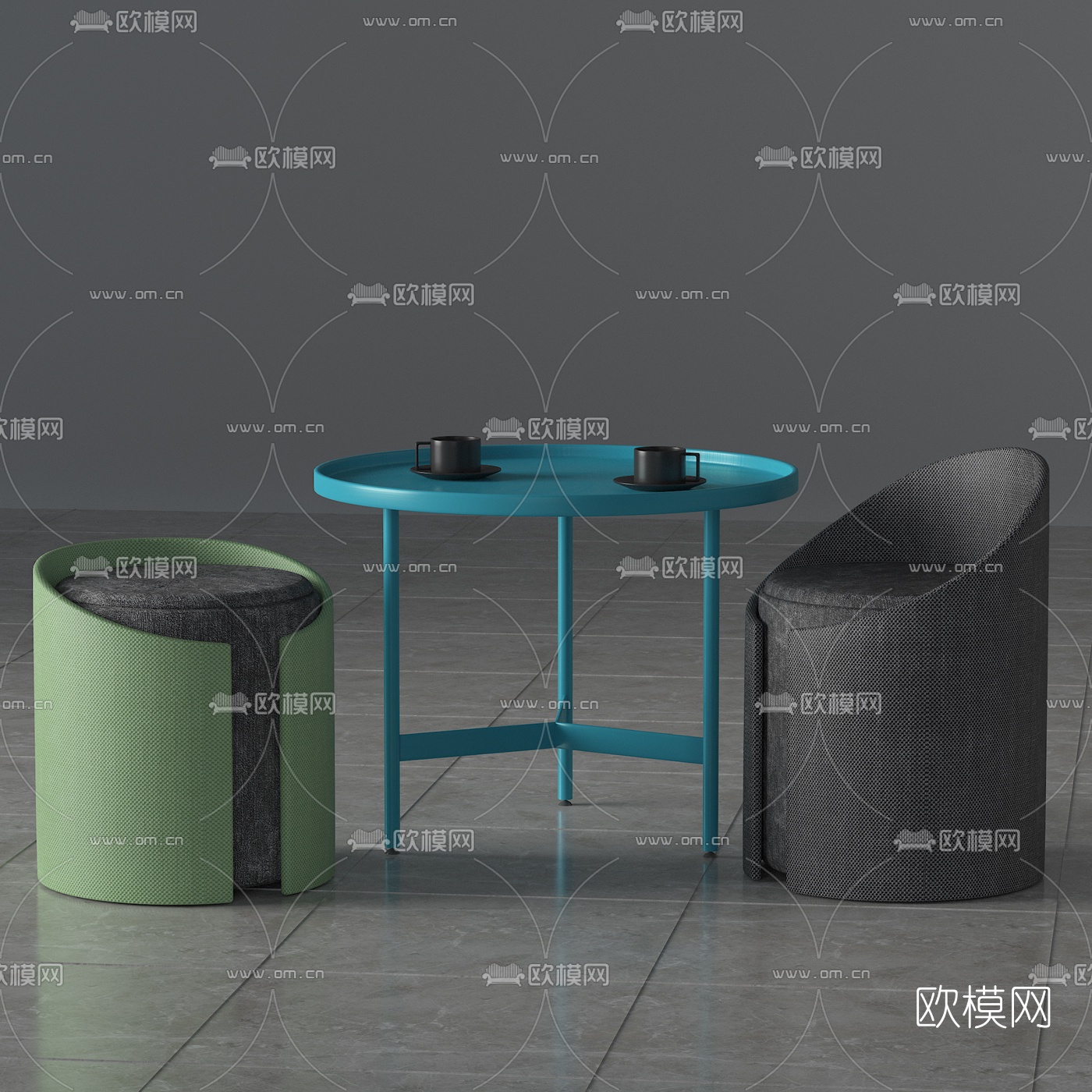 现代铁艺休闲桌椅3d模型