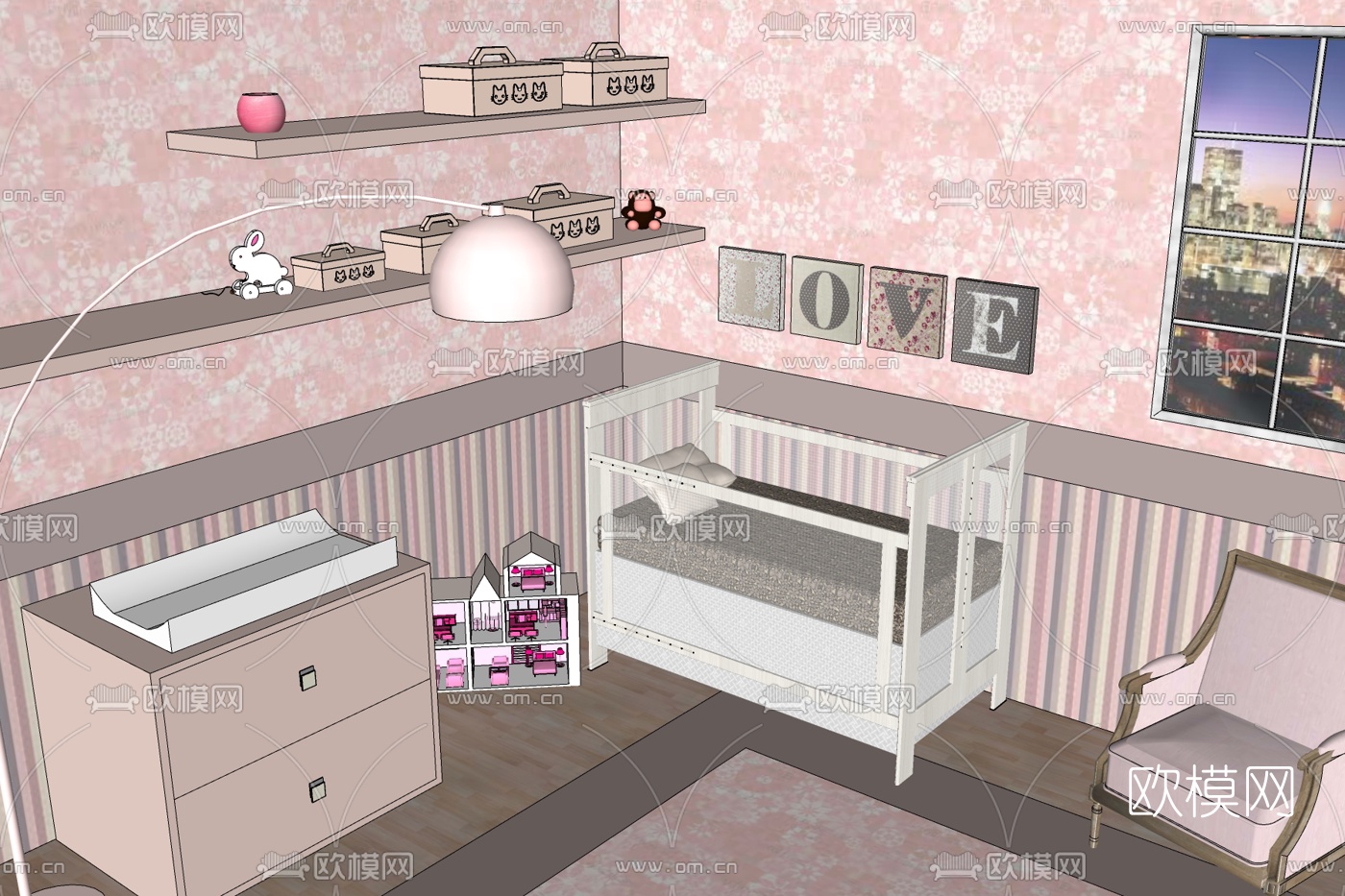 北欧儿童房免费su模型下载