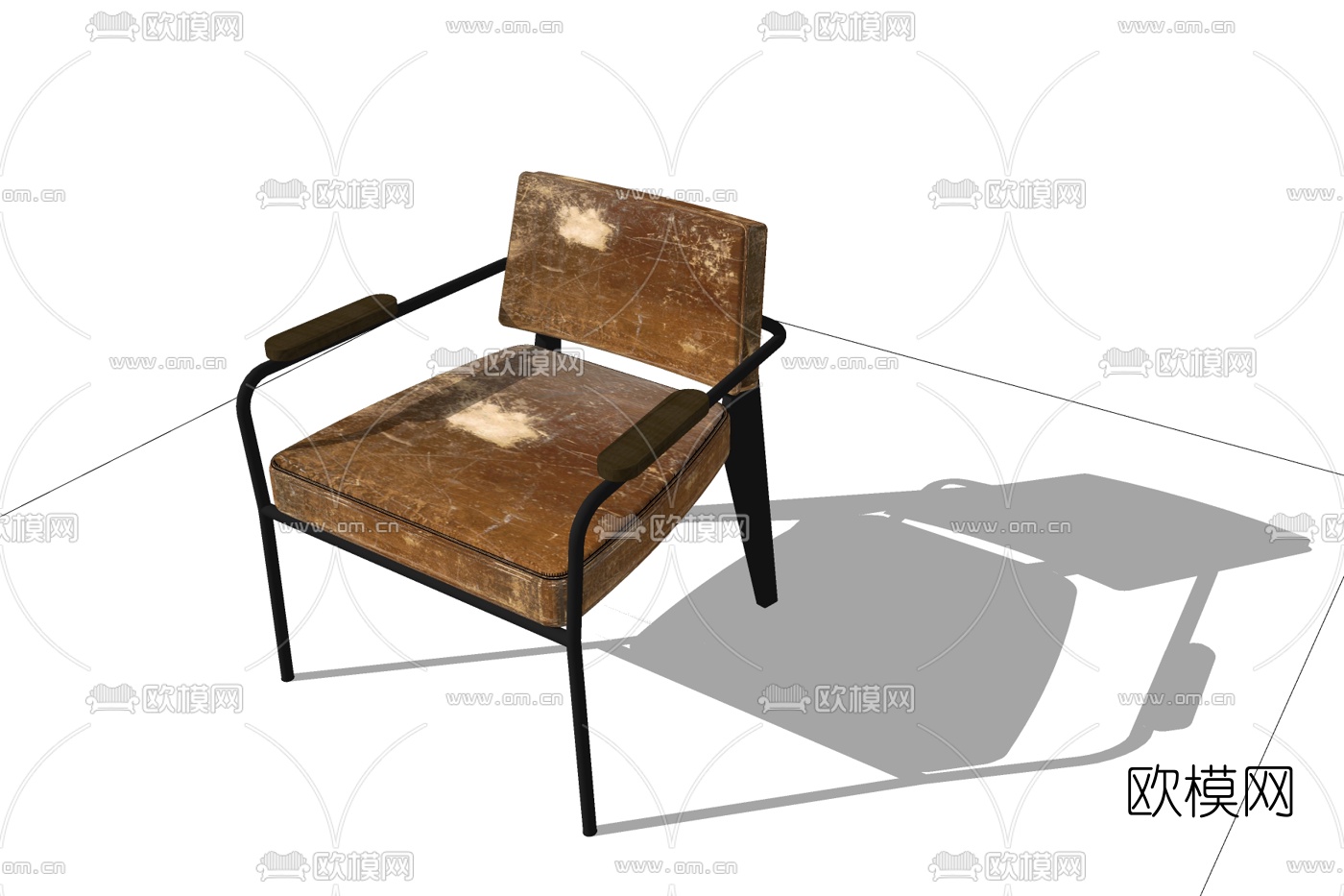 现代皮革休闲椅免费su模型下载
