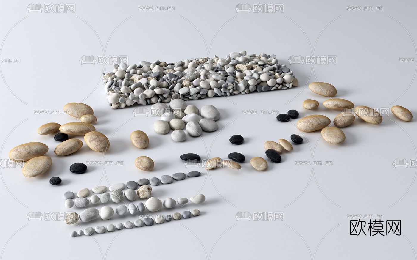 现代鹅卵石3d模型下载