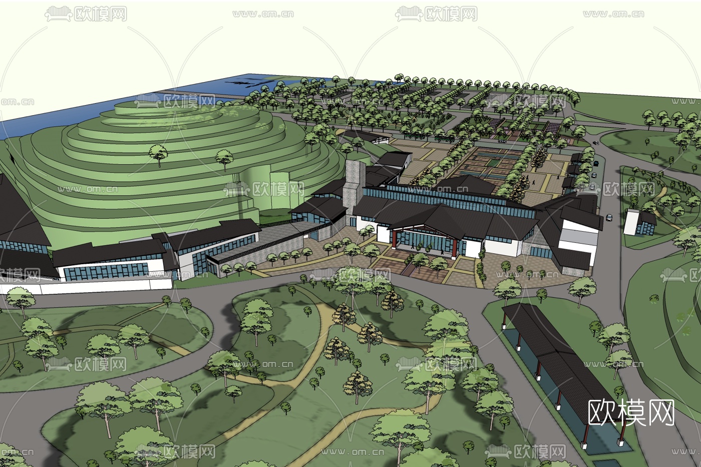 新中式房屋规划免费su模型下载